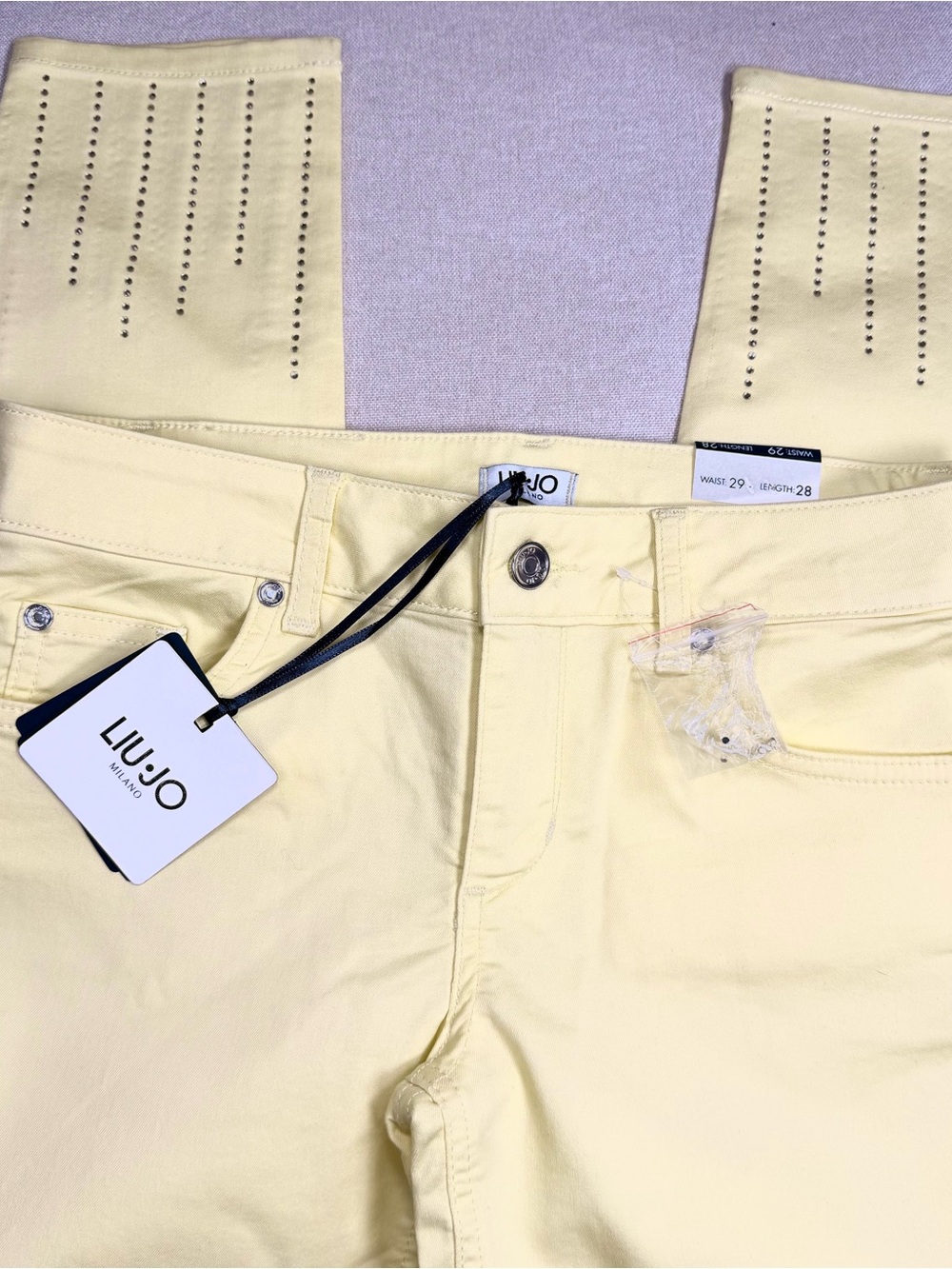 Liu Jo Women's Light Yellow Embellished Jeans 29/28